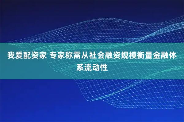 我爱配资家 专家称需从社会融资规模衡量金融体系流动性